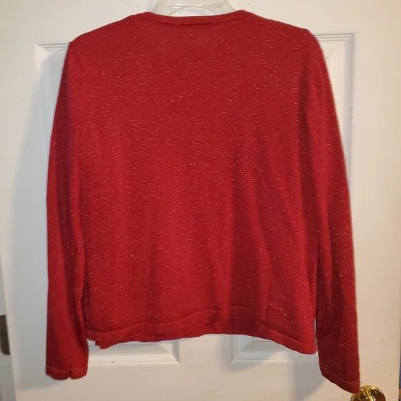 5 for $25 | Vintage Emma James Shimmer Short Sleeve Blouse and Cardigan Set - Picture 4 of 13